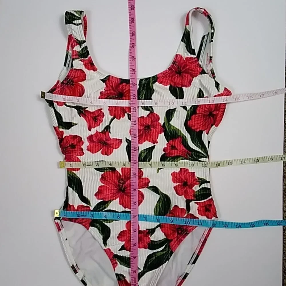 Vintage Floral Women Swim Size S M Approximately